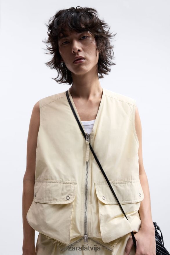 puffer vest ierobežots izdevums vīriešiem Zara ekru 6ZTV401124 apģērbs