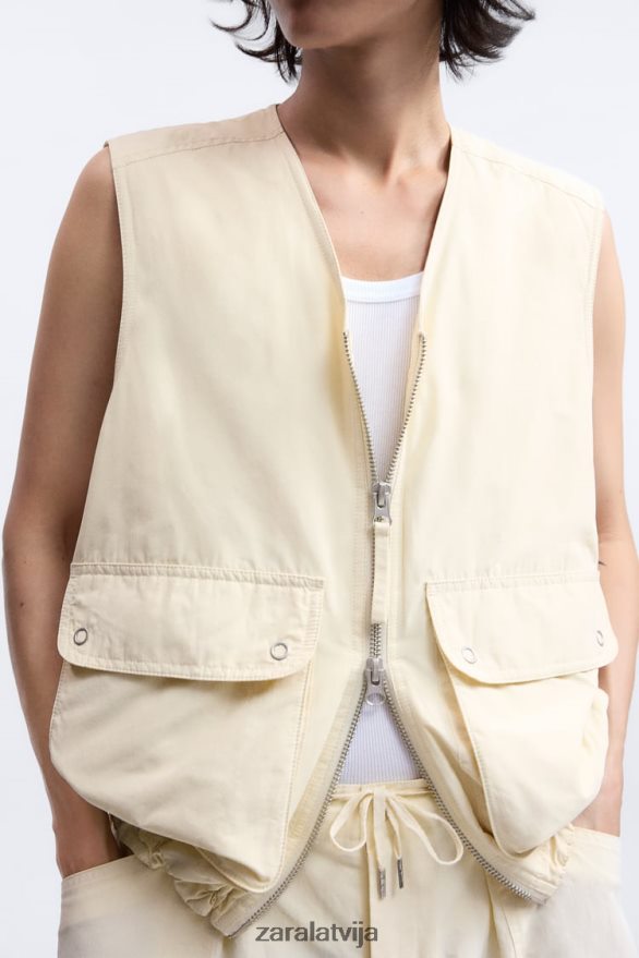 puffer vest ierobežots izdevums vīriešiem Zara ekru 6ZTV401124 apģērbs