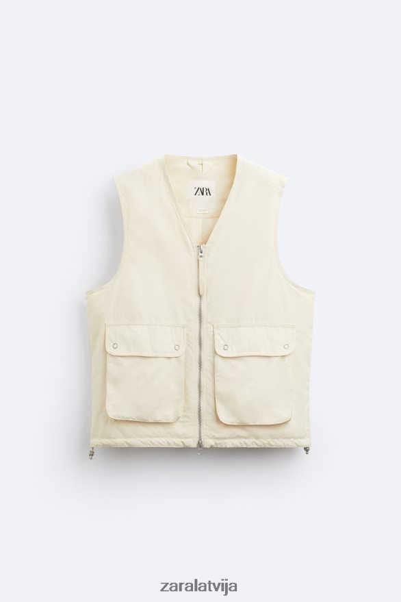 puffer vest ierobežots izdevums vīriešiem Zara ekru 6ZTV401124 apģērbs