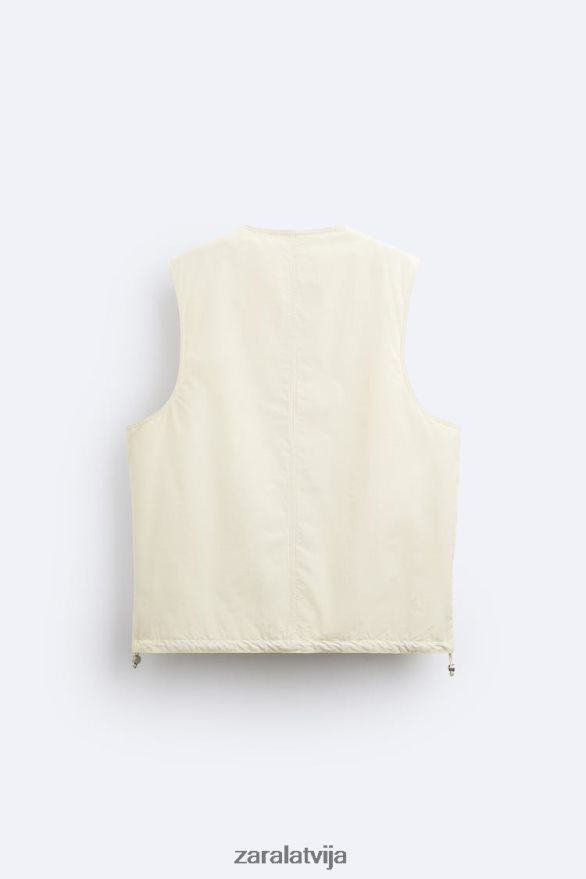 puffer vest ierobežots izdevums vīriešiem Zara ekru 6ZTV401124 apģērbs