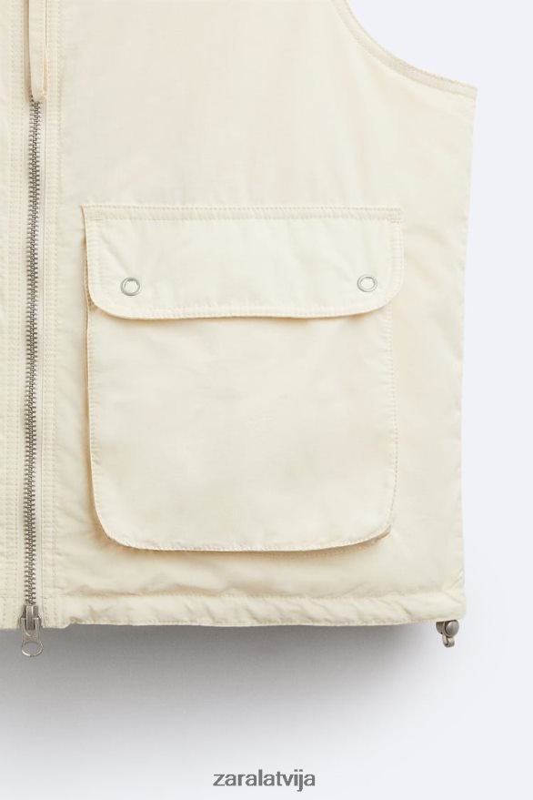 puffer vest ierobežots izdevums vīriešiem Zara ekru 6ZTV401124 apģērbs