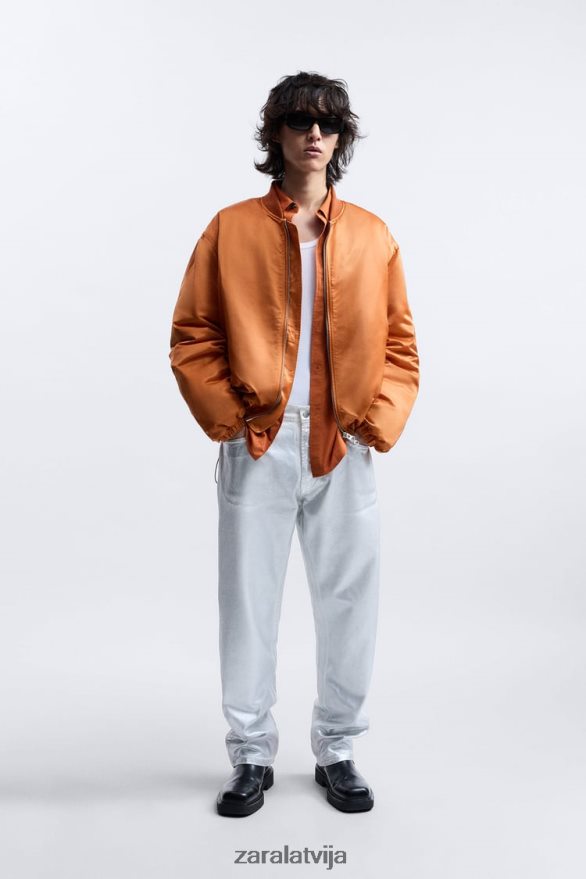 satīna efekta bomber jaka ierobežots izdevums vīriešiem Zara apelsīns 6ZTV401123 apģērbs