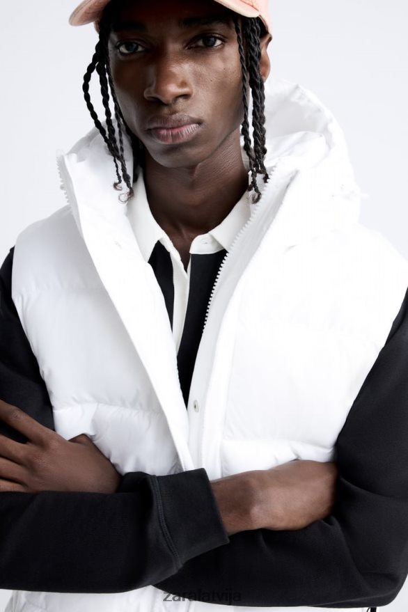 vēsmas veste ar kapuci vīriešiem Zara balts 6ZTV401112 apģērbs