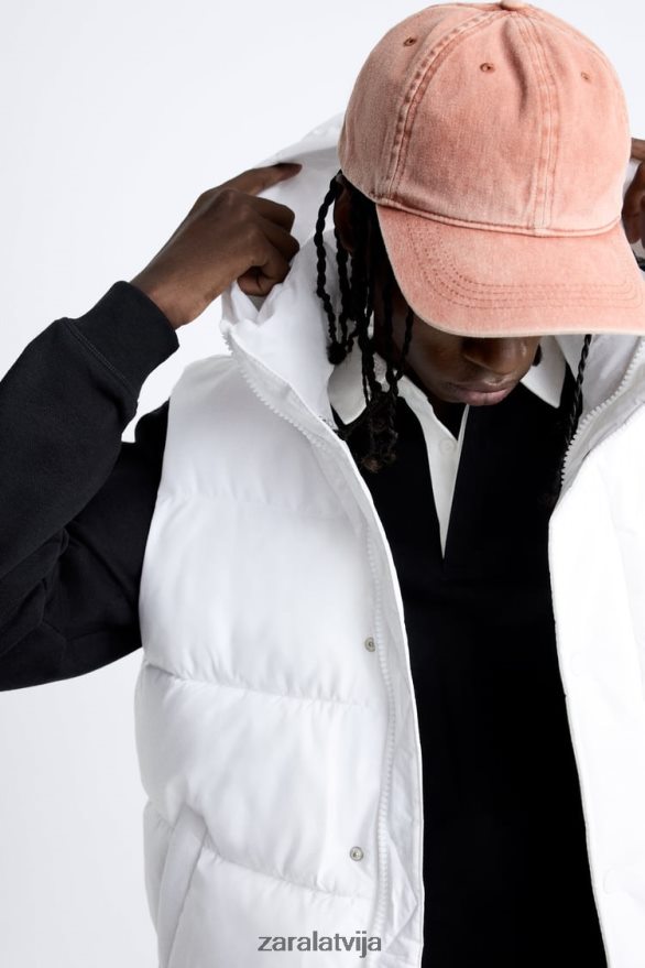 vēsmas veste ar kapuci vīriešiem Zara balts 6ZTV401112 apģērbs