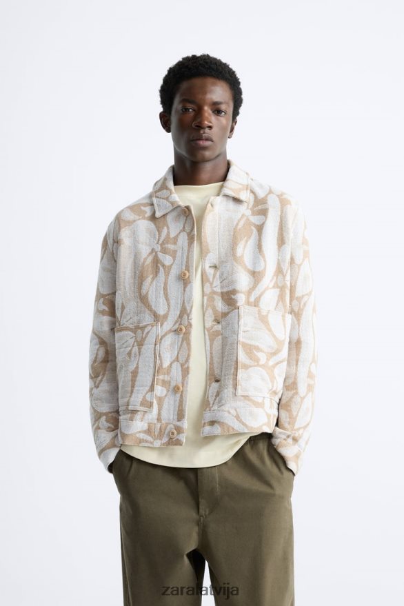 ziedu žakarda jaka vīriešiem Zara bēšs 6ZTV401116 apģērbs