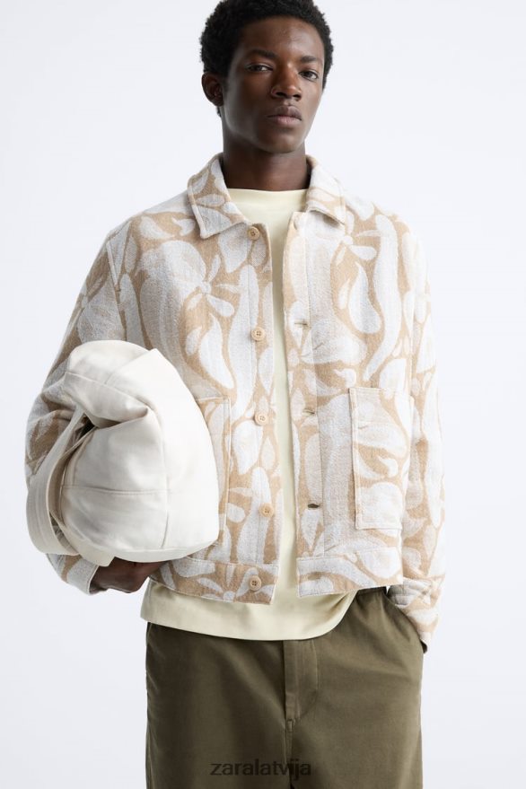 ziedu žakarda jaka vīriešiem Zara bēšs 6ZTV401116 apģērbs