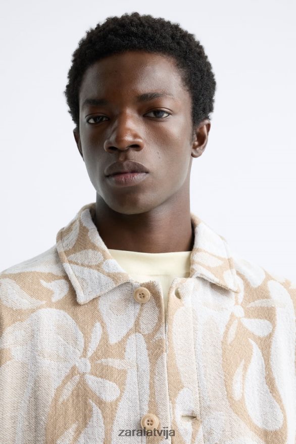 ziedu žakarda jaka vīriešiem Zara bēšs 6ZTV401116 apģērbs