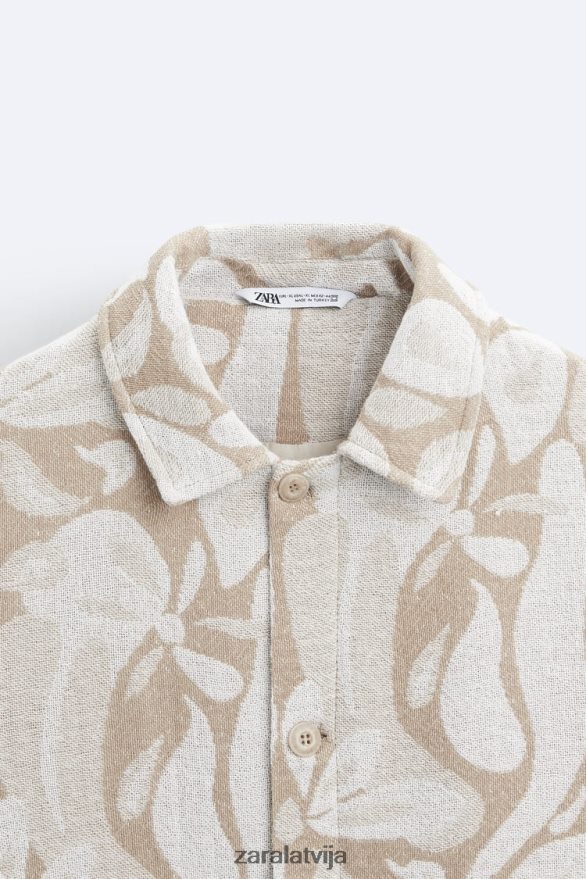 ziedu žakarda jaka vīriešiem Zara bēšs 6ZTV401116 apģērbs