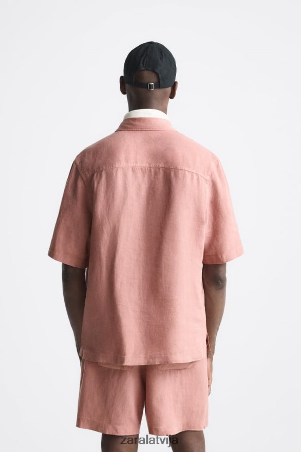 100% lina krekls vīriešiem Zara rozā 6ZTV401018 apģērbs
