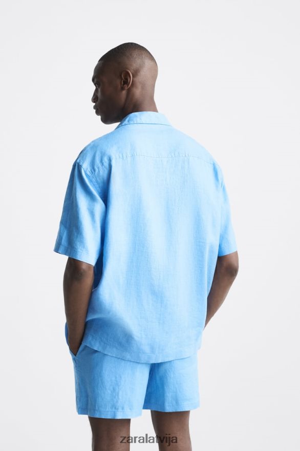 100% lina krekls vīriešiem Zara zilgans 6ZTV401019 apģērbs