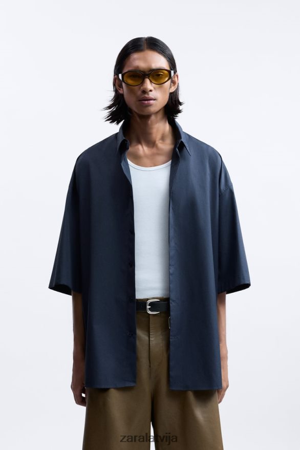 boxy fit krekls ierobežots izdevums vīriešiem Zara jūras zils 6ZTV401186 apģērbs