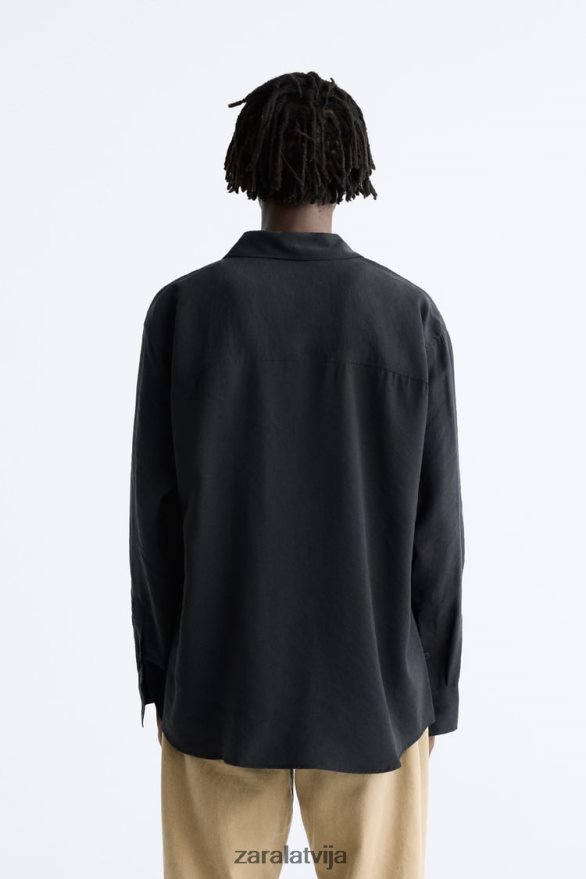šķidruma modālā maisījuma krekls vīriešiem Zara melns 6ZTV40972 apģērbs