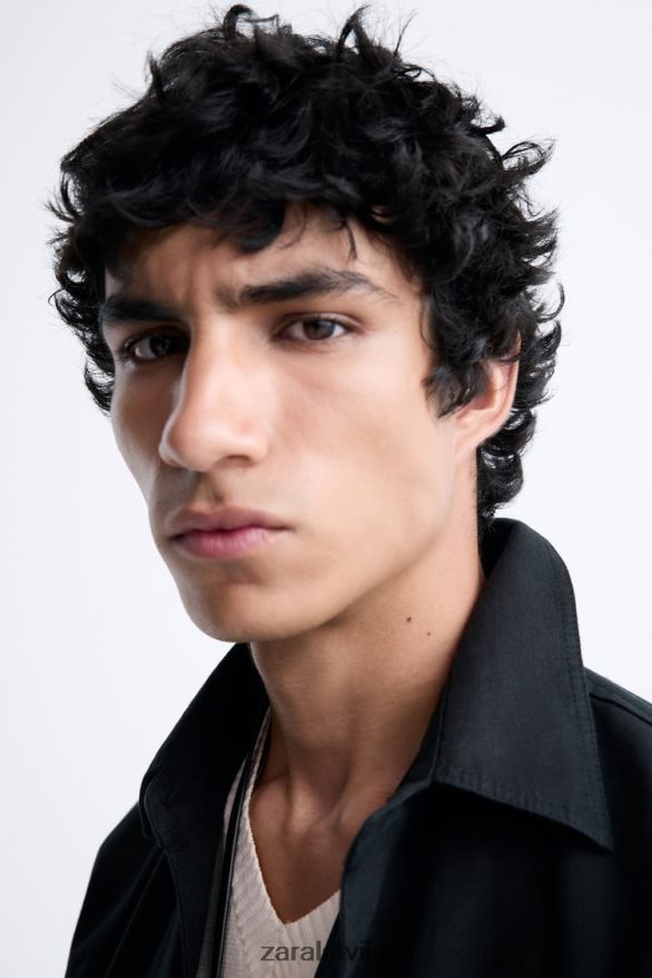 kokvilnas - lina virskrekls vīriešiem Zara antracīta pelēks 6ZTV401173 apģērbs