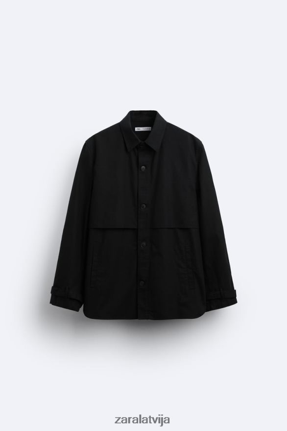 kokvilnas - lina virskrekls vīriešiem Zara antracīta pelēks 6ZTV401173 apģērbs