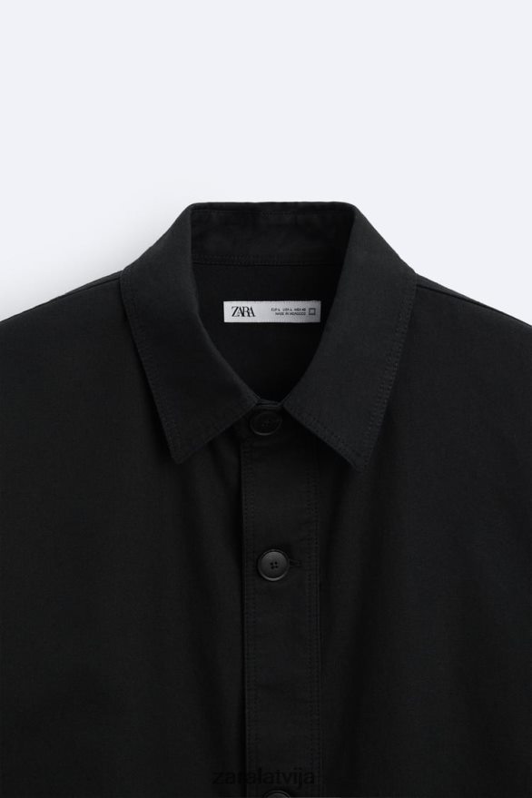 kokvilnas - lina virskrekls vīriešiem Zara antracīta pelēks 6ZTV401173 apģērbs