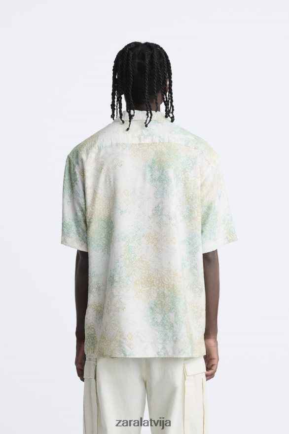 krekls ar abstraktu apdruku vīriešiem Zara zaļgans 6ZTV40973 apģērbs