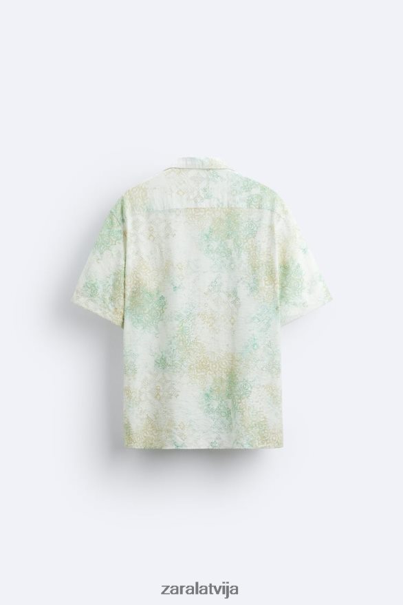 krekls ar abstraktu apdruku vīriešiem Zara zaļgans 6ZTV40973 apģērbs