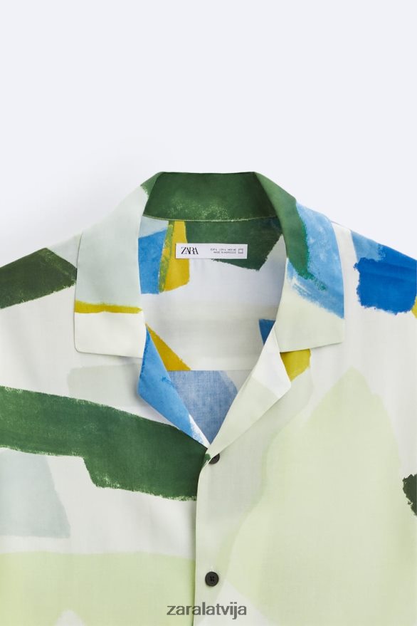 krekls ar abstraktu apdruku vīriešiem Zara zils 6ZTV401004 apģērbs