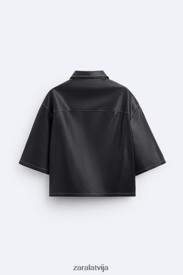 mākslīgās ādas virskrekls vīriešiem Zara melns 6ZTV401181 apģērbs