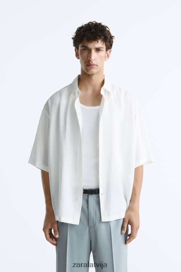 modāla maisījuma krekls vīriešiem Zara austeru balts 6ZTV401002 apģērbs