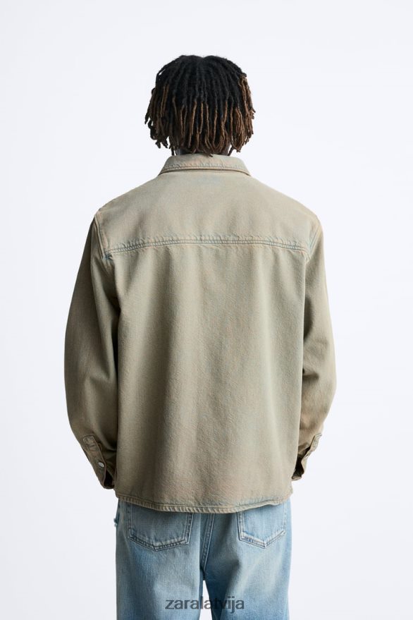 pārkrāsots džinsa krekls vīriešiem Zara smiltis 6ZTV40983 apģērbs