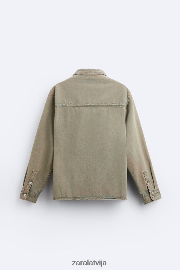 pārkrāsots džinsa krekls vīriešiem Zara smiltis 6ZTV40983 apģērbs