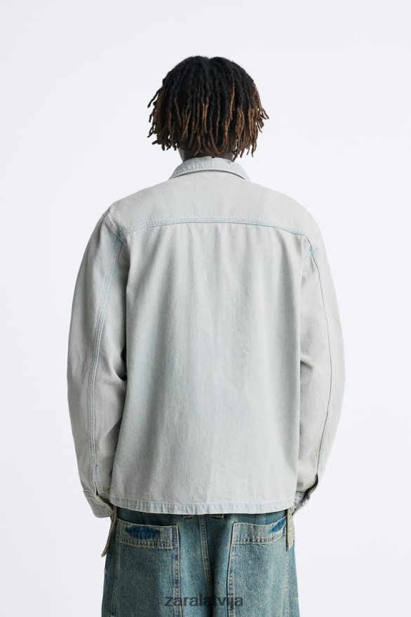 pārkrāsots džinsa krekls vīriešiem Zara zils 6ZTV40981 apģērbs