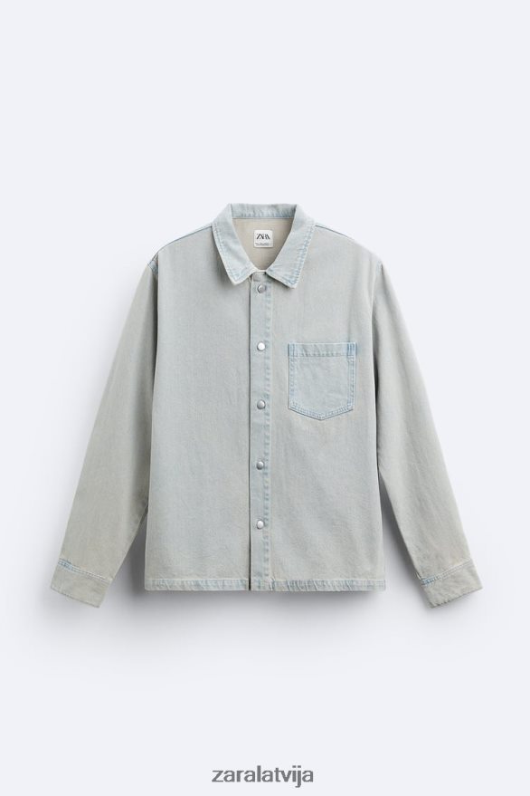 pārkrāsots džinsa krekls vīriešiem Zara zils 6ZTV40981 apģērbs