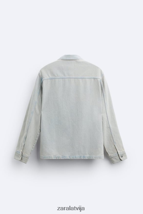 pārkrāsots džinsa krekls vīriešiem Zara zils 6ZTV40981 apģērbs