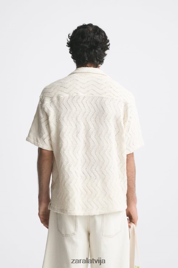 strukturēts krekls vīriešiem Zara austeru balts 6ZTV401008 apģērbs