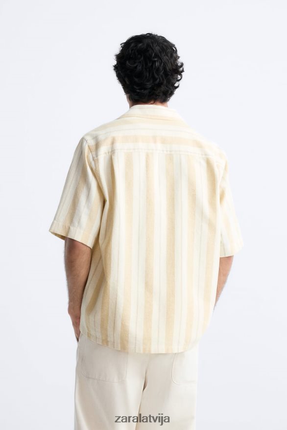 svītrains žakarda krekls vīriešiem Zara dzeltens 6ZTV40993 apģērbs