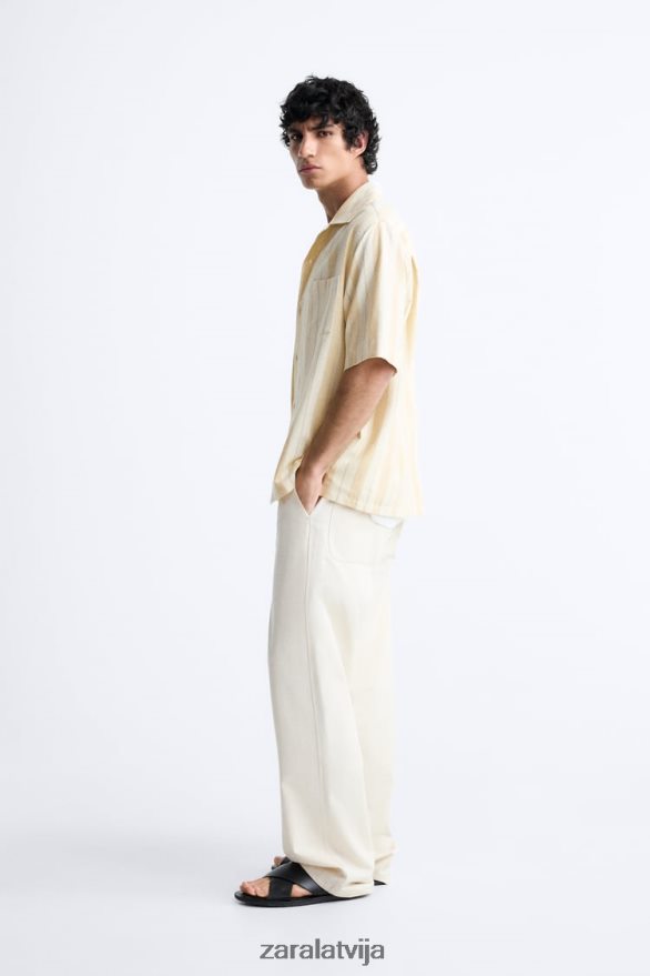 svītrains žakarda krekls vīriešiem Zara dzeltens 6ZTV40993 apģērbs