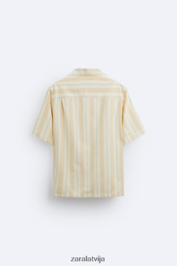 svītrains žakarda krekls vīriešiem Zara dzeltens 6ZTV40993 apģērbs