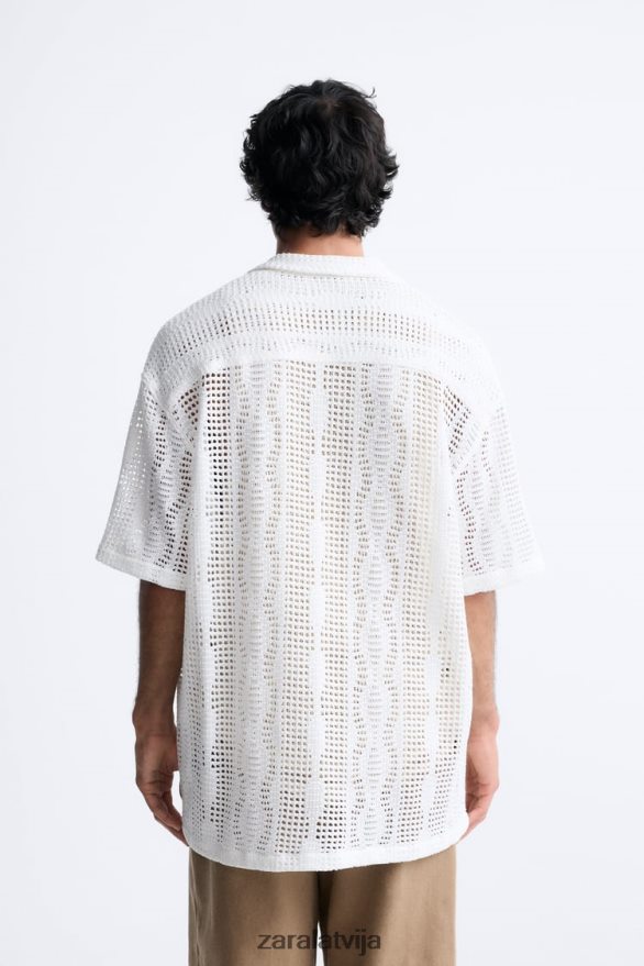 tamborētas tekstūras krekls vīriešiem Zara ekru 6ZTV401005 apģērbs