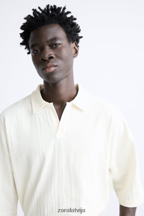 teksturēts polo vīriešiem Zara bēšs 6ZTV401223 apģērbs