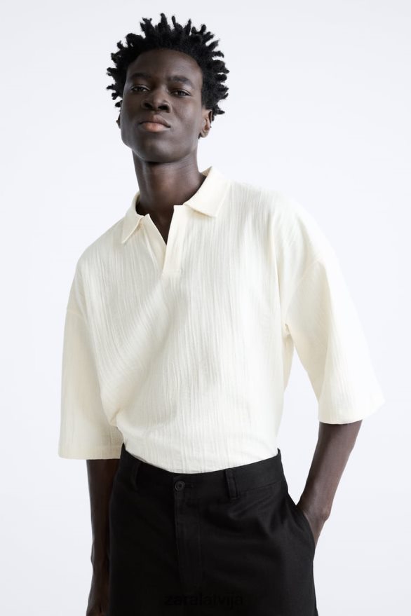 teksturēts polo vīriešiem Zara bēšs 6ZTV401223 apģērbs