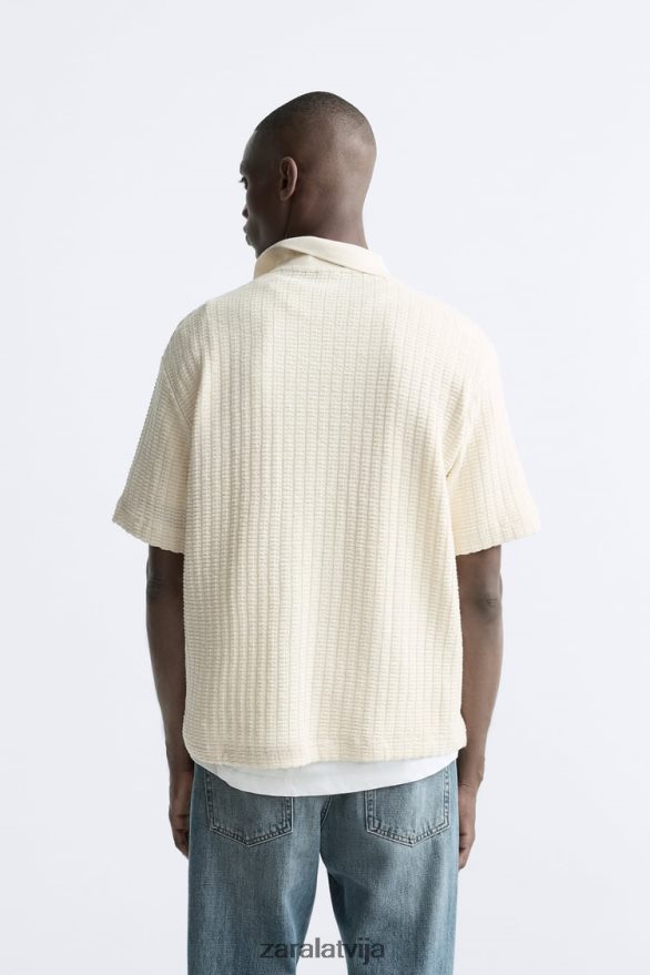 vertikālas tekstūras polo vīriešiem Zara ekru 6ZTV401218 apģērbs