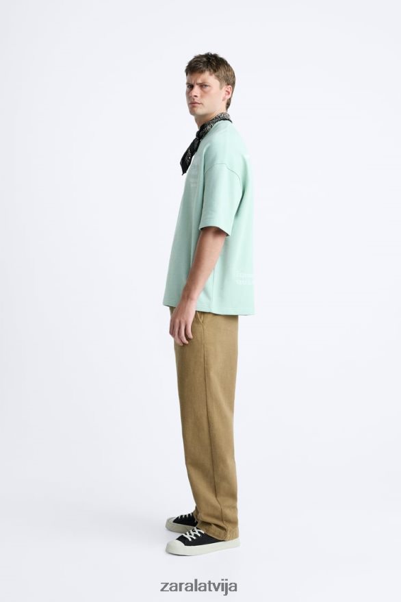 drukāta teksta sporta krekls vīriešiem Zara pelēks 6ZTV401071 apģērbs