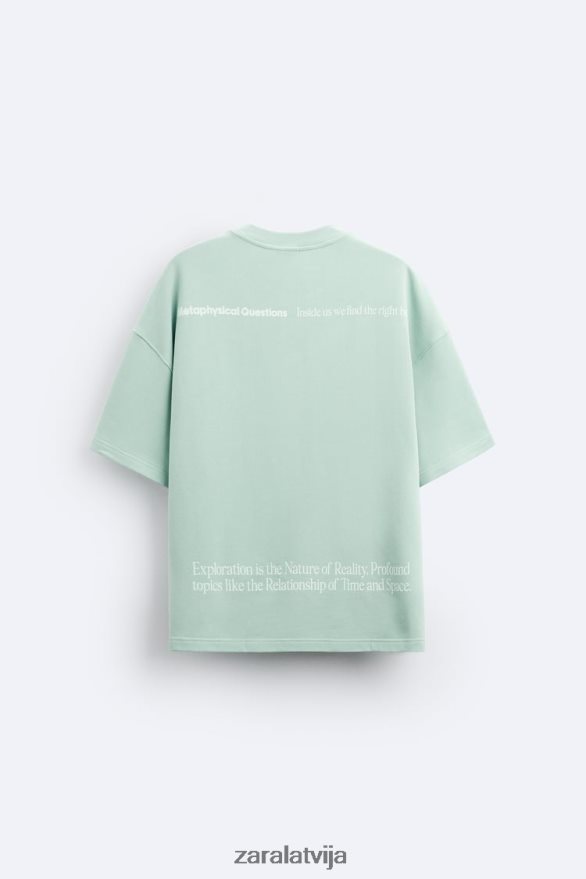 drukāta teksta sporta krekls vīriešiem Zara pelēks 6ZTV401071 apģērbs