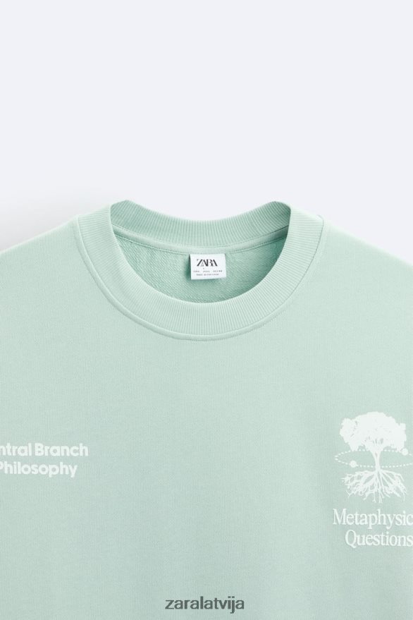 drukāta teksta sporta krekls vīriešiem Zara pelēks 6ZTV401071 apģērbs