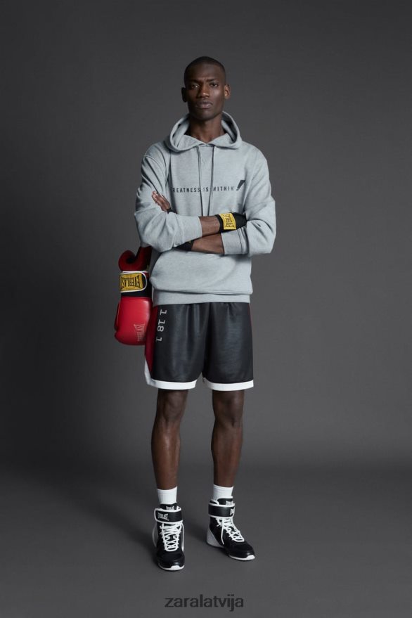 everlast džemperis ar kapuci vīriešiem Zara pelēkais merģelis 6ZTV401047 apģērbs