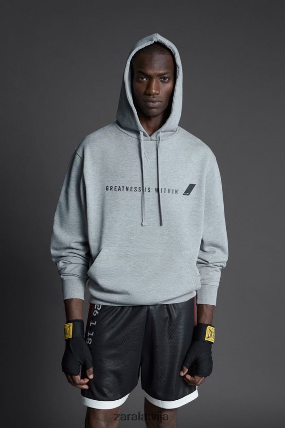 everlast džemperis ar kapuci vīriešiem Zara pelēkais merģelis 6ZTV401047 apģērbs