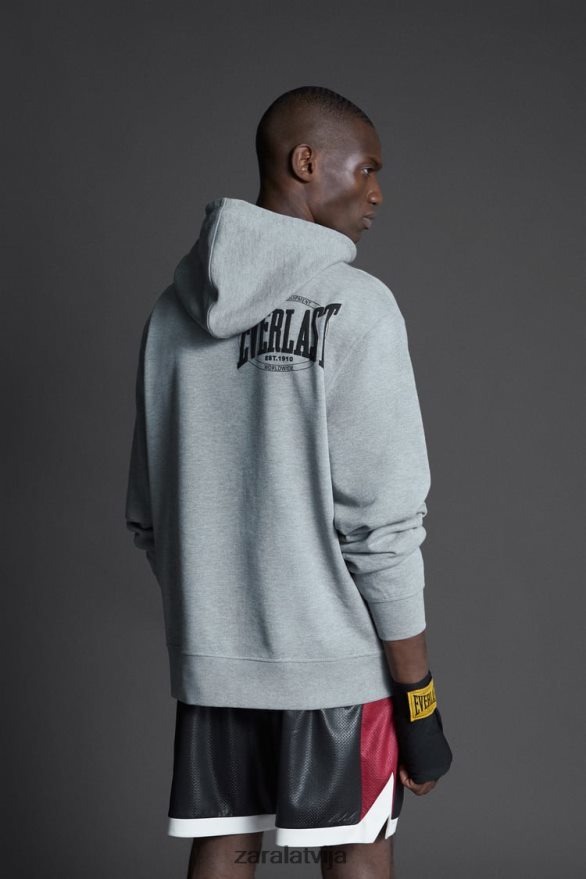 everlast džemperis ar kapuci vīriešiem Zara pelēkais merģelis 6ZTV401047 apģērbs