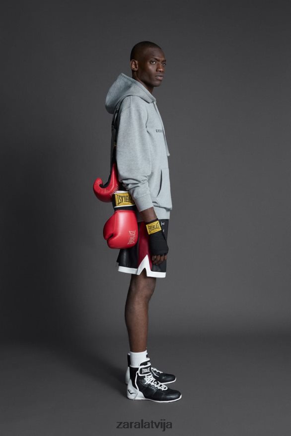 everlast džemperis ar kapuci vīriešiem Zara pelēkais merģelis 6ZTV401047 apģērbs