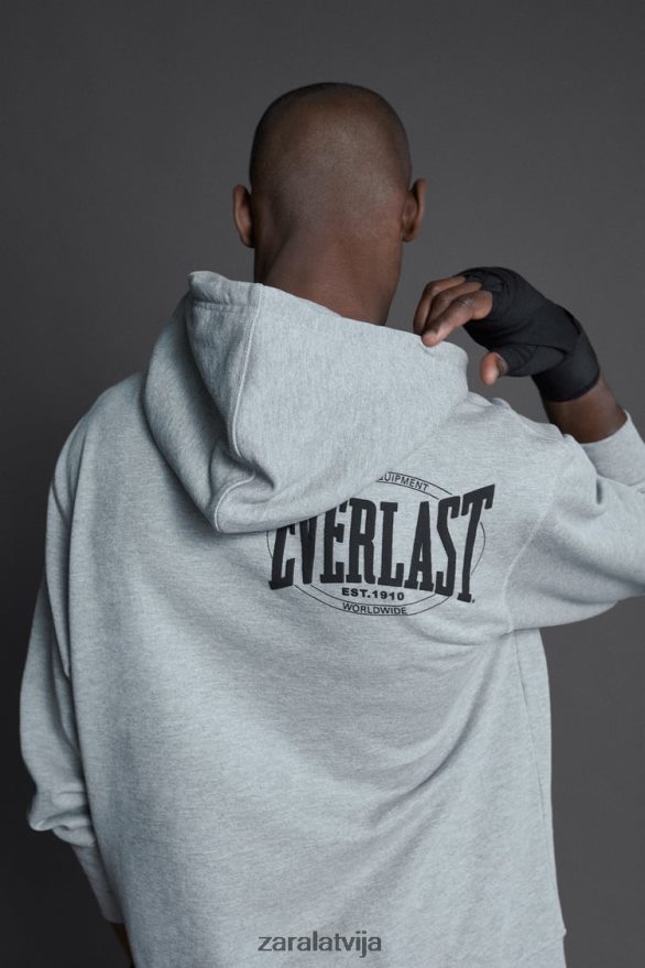 everlast džemperis ar kapuci vīriešiem Zara pelēkais merģelis 6ZTV401047 apģērbs
