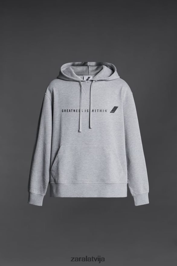 everlast džemperis ar kapuci vīriešiem Zara pelēkais merģelis 6ZTV401047 apģērbs