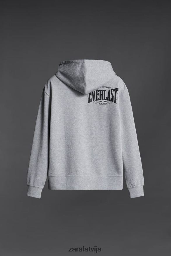 everlast džemperis ar kapuci vīriešiem Zara pelēkais merģelis 6ZTV401047 apģērbs