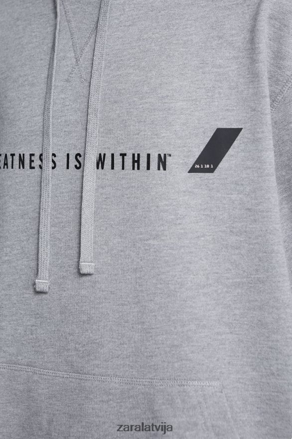 everlast džemperis ar kapuci vīriešiem Zara pelēkais merģelis 6ZTV401047 apģērbs