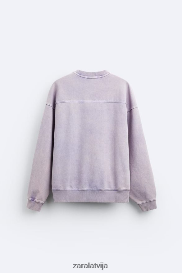 krāsā mazgāts sporta krekls vīriešiem Zara ceriņi 6ZTV401052 apģērbs