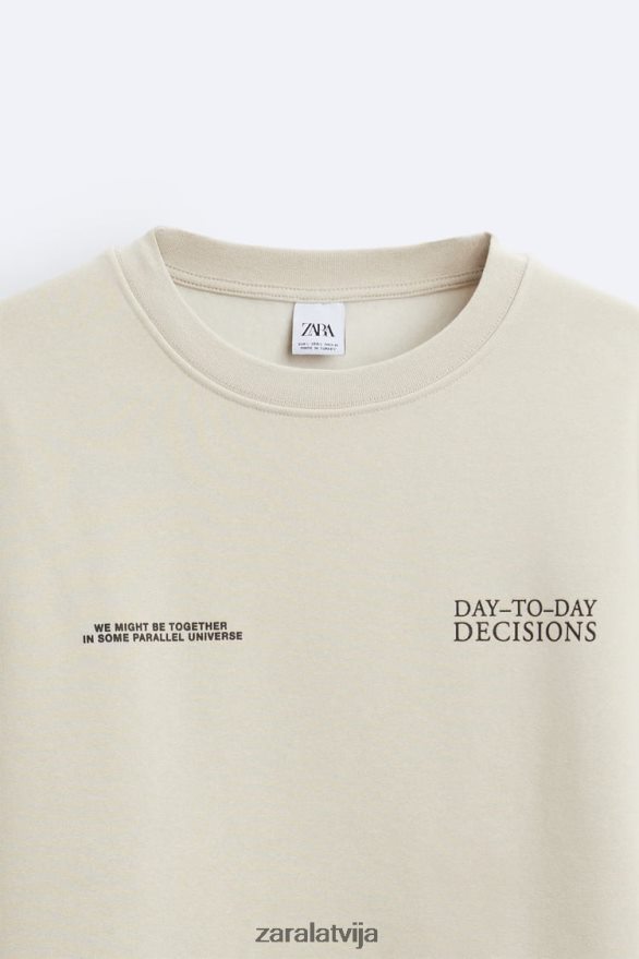 krekls ar apdruku ar fotogrāfiju vīriešiem Zara taupīgi brūns 6ZTV401050 apģērbs